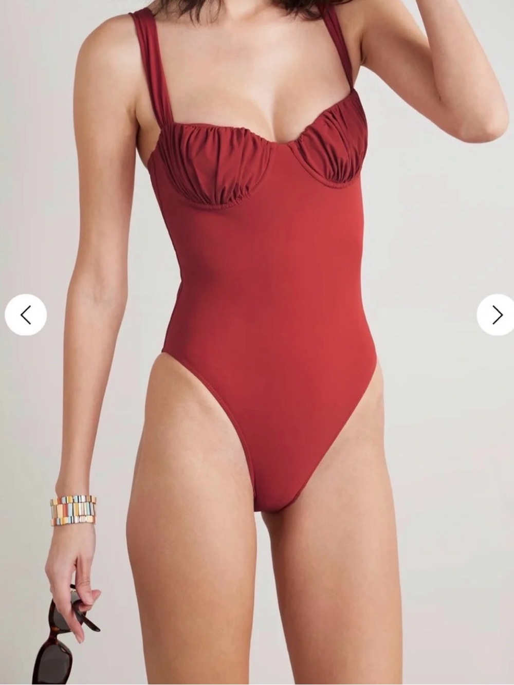 Faithful the brand FRIDA Ruched Cup One-Piece Swimsuit in Brick Red